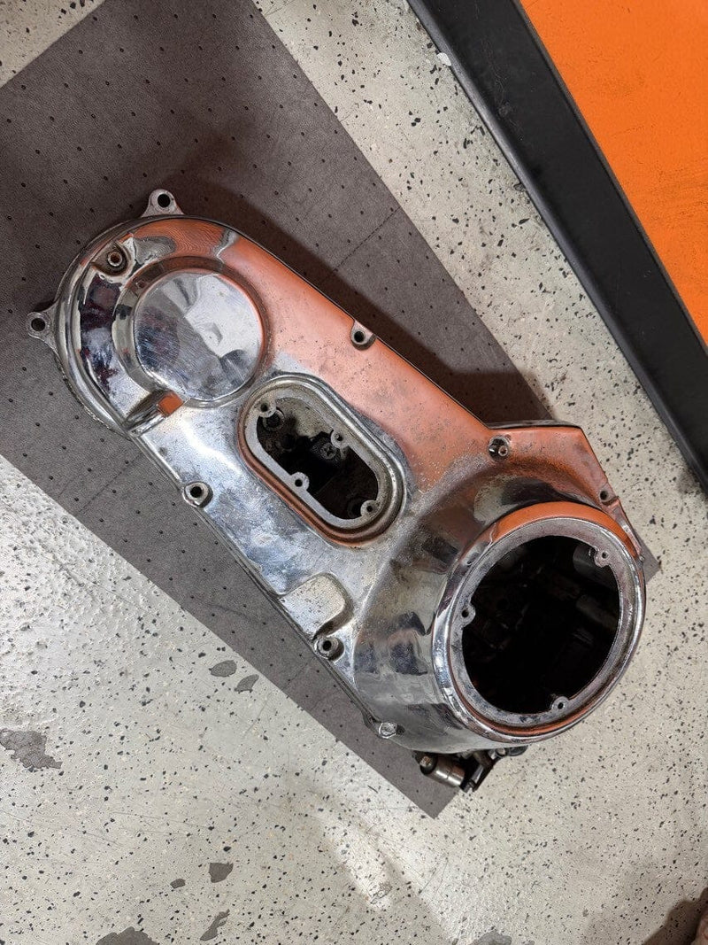 レア　サンプル　Harley-Davidsonヴィンテージスタイル　キャニスター Polished Outer Primary Cover Guard Harley 70-84 Shovelhead Big