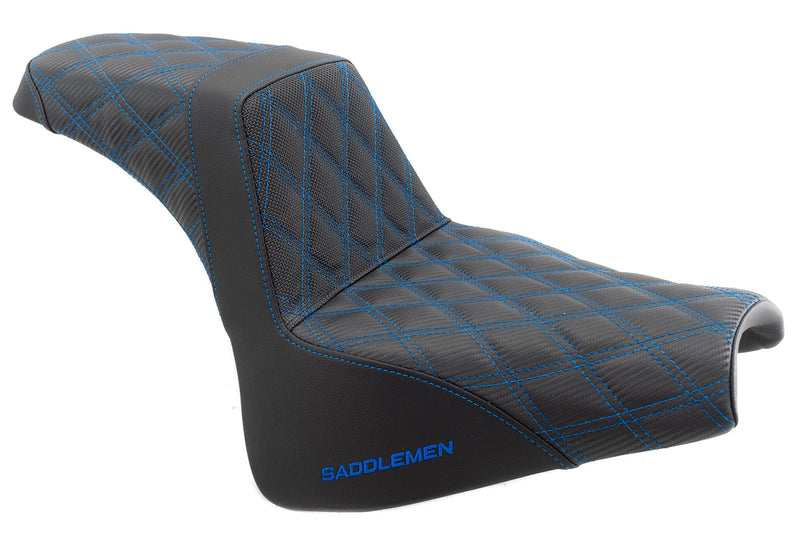 Saddlemen Blue Step 2 Up Lattice Diamond Stitch Seat Harley
