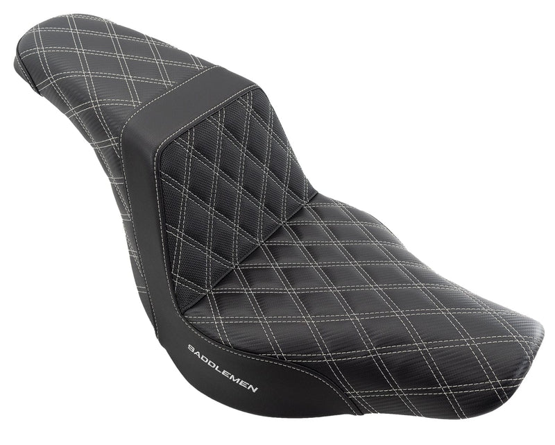 Saddlemen Silver Step Up Lattice Grip Stitch Seat Harley Softail