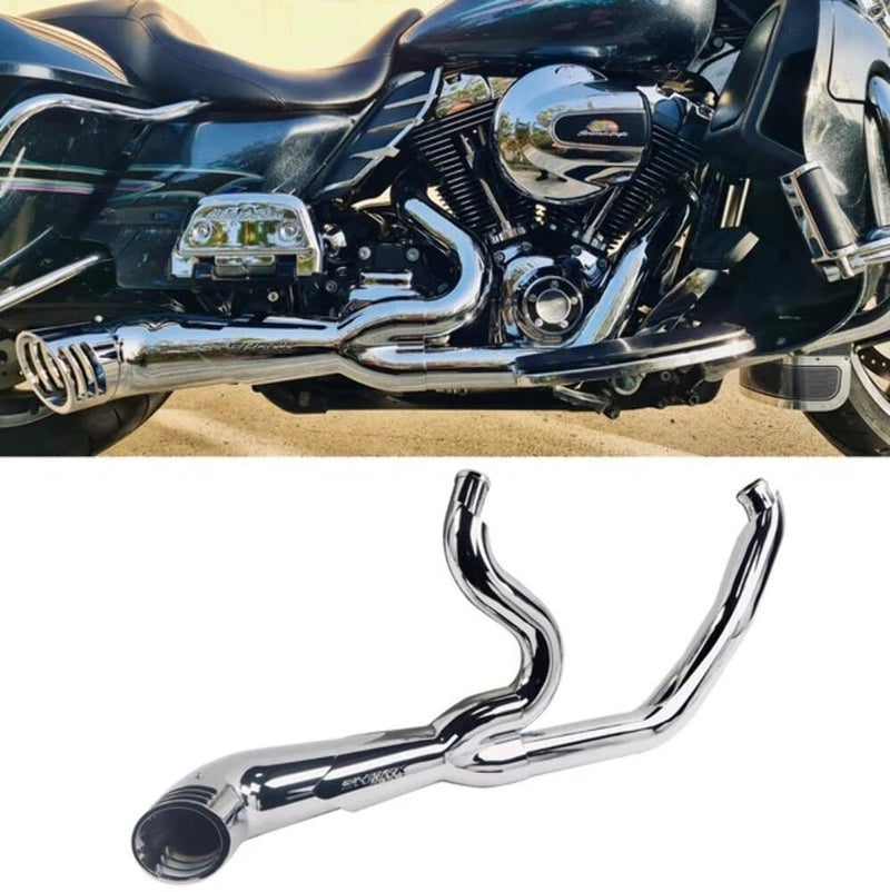 SHARKROAD Chrome 2-1 Turnout Exhaust Pipes Harley Touring Bagger