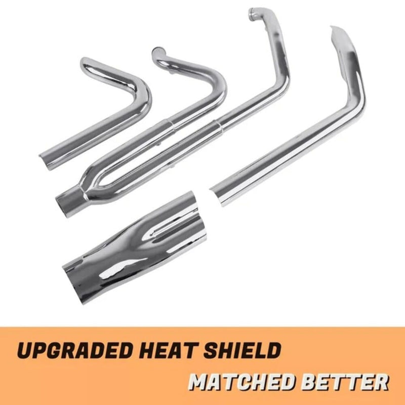 SHARKROAD Chrome Performance 2-1 Exhaust Pipes Harley Touring