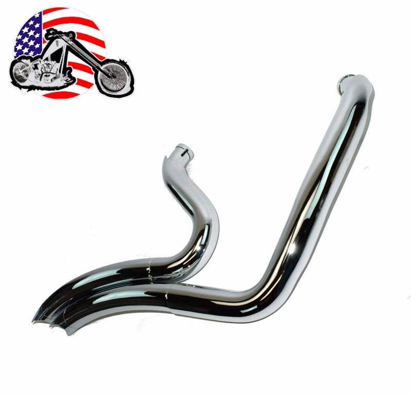 American Classic Motors Exhaust Systems 2 1/4" Chrome Big Radius Radius Curves Full Exhaust Drag Pipe System Harley Dyna