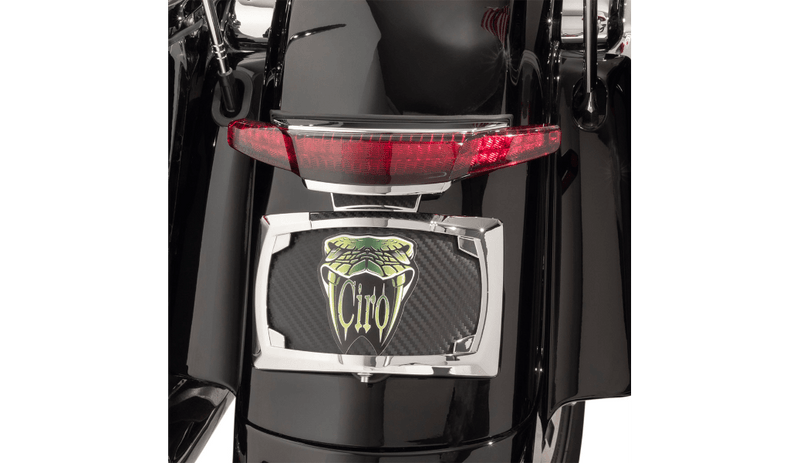 Ciro Chrome Red Latitude Tail Light License Plate Mount Harley