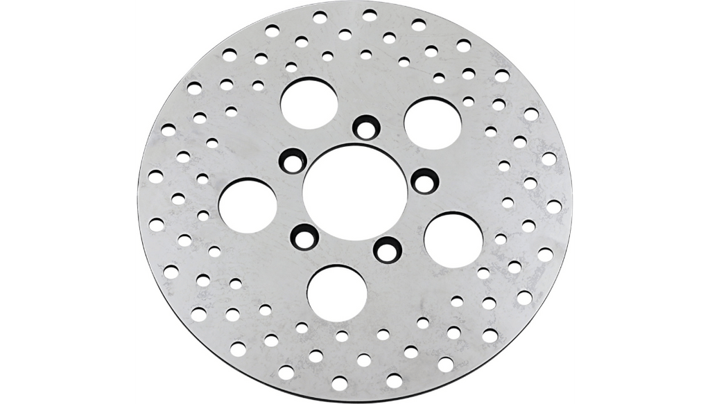 Drag Specialties Vintage Drilled Front Brake Rotor Polished Stainless 10" Harley Softail XL 66-84