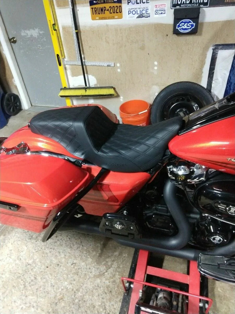 Saddlemen Black Full Lattice Stitch Step 2 Up Seat Harley 08 21