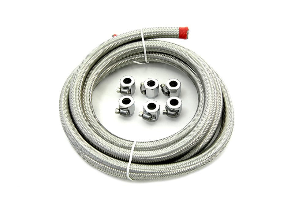 V-Twin Manufacturing Other Engines & Engine Parts V-Twin 10'X3/8" Stainless Steel Braided Oil/Fuel Line Kit Harley Chopper Bobber