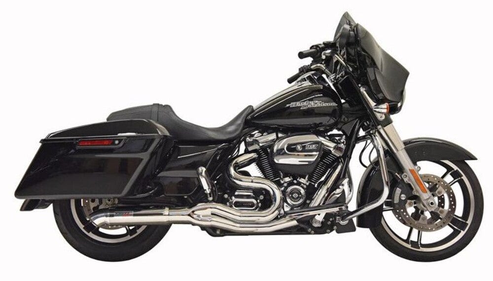 Bassani Manufacturing 2 Into 1 Exhaust Systems Bassani 2 into 1 Chrome Road Rage II Hot Rod Turnout Exhaust System 17+ Touring