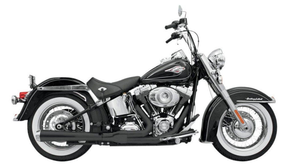 Bassani Manufacturing 2 Into 1 Exhaust Systems Bassani Black Long Road Rage 2 Into 1 Exhaust Pipe System Harley Softail 86-17