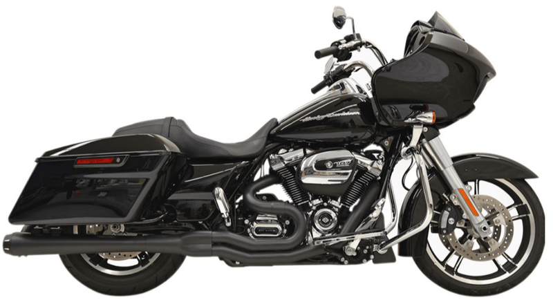 Bassani Manufacturing 2 Into 1 Exhaust Systems Bassani Black Road Rage 2-1 Exhaust Pipe 4" Megaphone 17+ Harley Touring Bagger