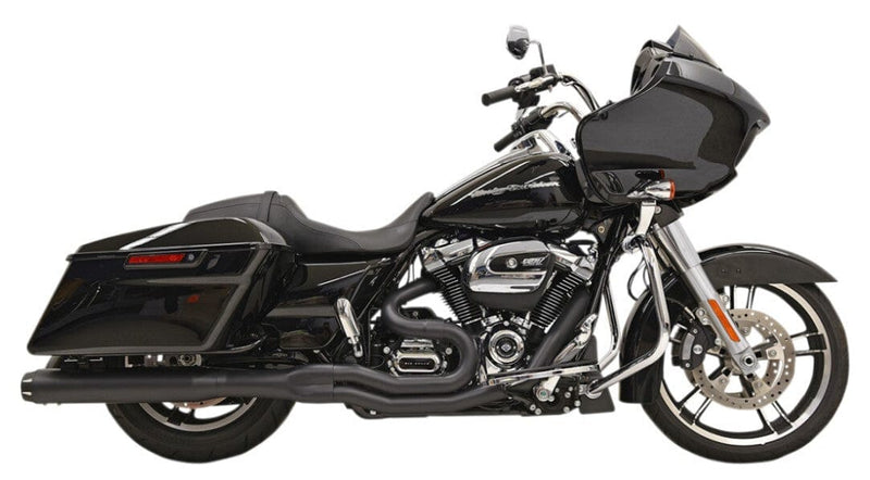 Bassani Manufacturing 2 Into 1 Exhaust Systems Bassani Black Road Rage 2-1 Exhaust Pipe 4" Megaphone 17+ Harley Touring Bagger