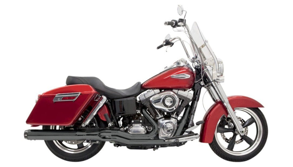 Bassani Manufacturing 2 Into 1 Exhaust Systems Bassani Black Road Rage 2 Into 1 Megaphone Exhaust System Harley Dyna 12-16 FLD
