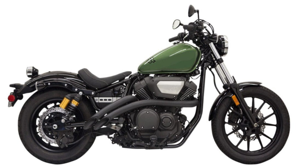Bassani Manufacturing Big Radius Exhaust Systems Bassani Black Radius Street Sweeper Exhaust System Pipes 2013-2019 Yamaha Bolt