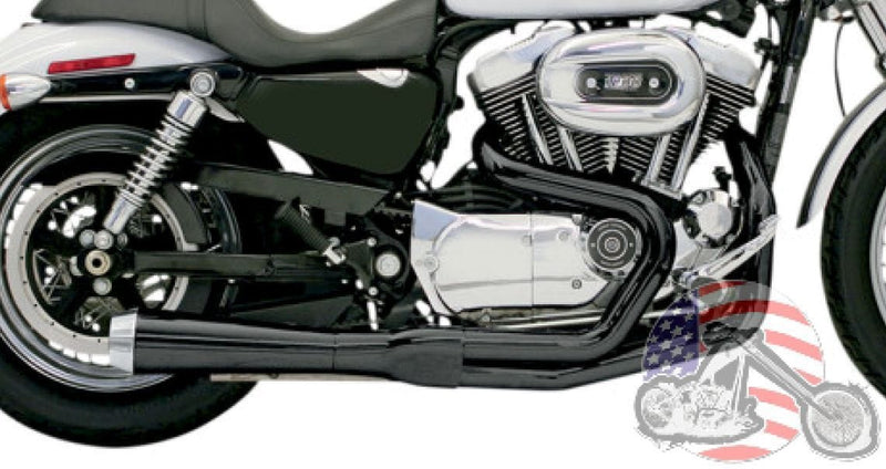 Bassani Manufacturing Exhaust Systems Bassani Black Road Rage 2 into 1 Pipe Upsweep Megaphone Exhaust Harley Sportster