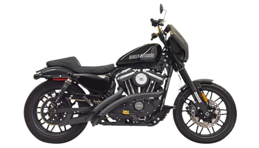 Bassani Manufacturing Exhaust Systems Bassani Slash Cut Black 2 Into 2 Sweeper Radius Exhaust Pipes Harley 14+ XL1200