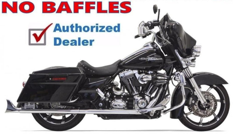 Bassani Manufacturing Slip-On Mufflers 33" Bassani Exhaust Chrome Bagger Fishtail Slip-On Mufflers Harley Touring 95-16