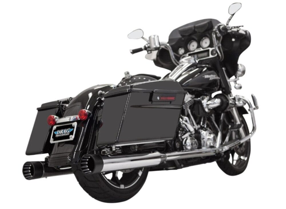 Bassani Manufacturing Slip-On Mufflers Bassani 4" DNT Straight Can Chrome Black Bagger Exhaust Mufflers Harley Touring