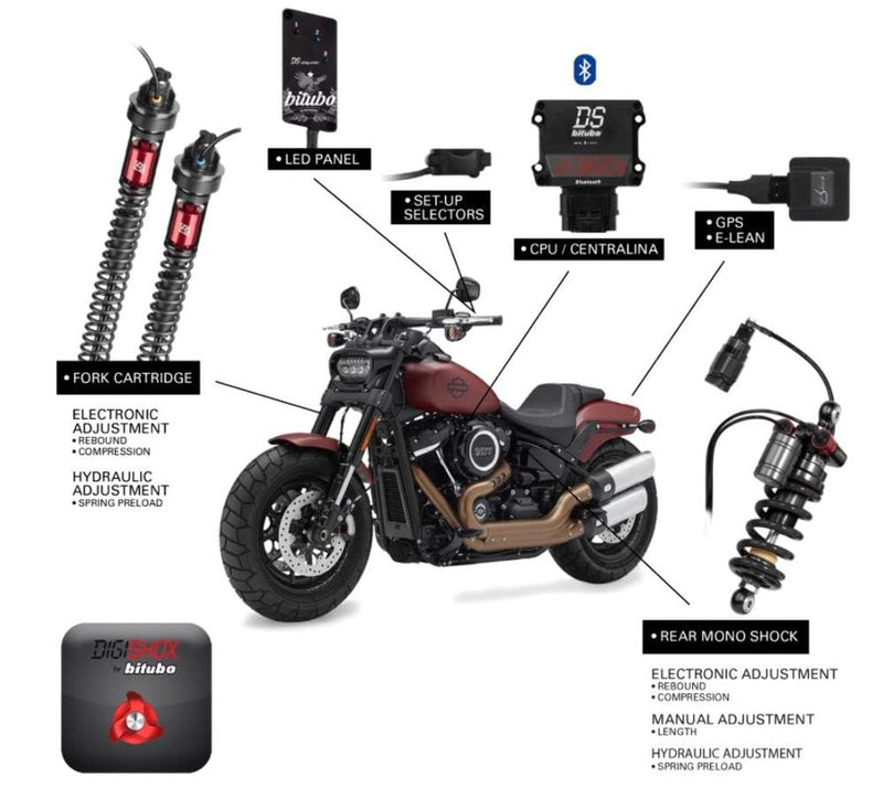 Bitubo Other Brakes & Suspension Bitubo Electronic Digital DigiShox Suspension Shocks Kit Harley Softail FXBB 18+