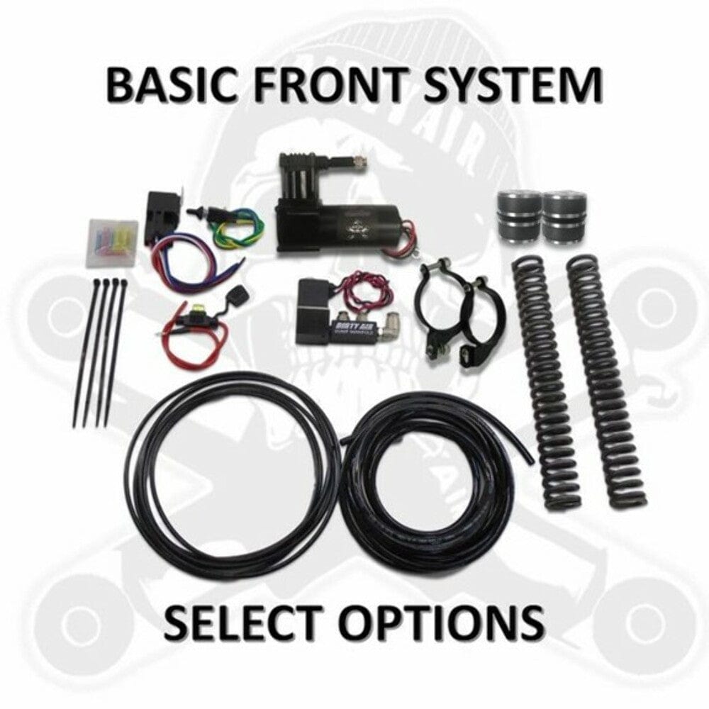 Dirty Air Dirty Air Harley Touring Bagger Front Air Ride Shocks Suspension Kit Package 80+