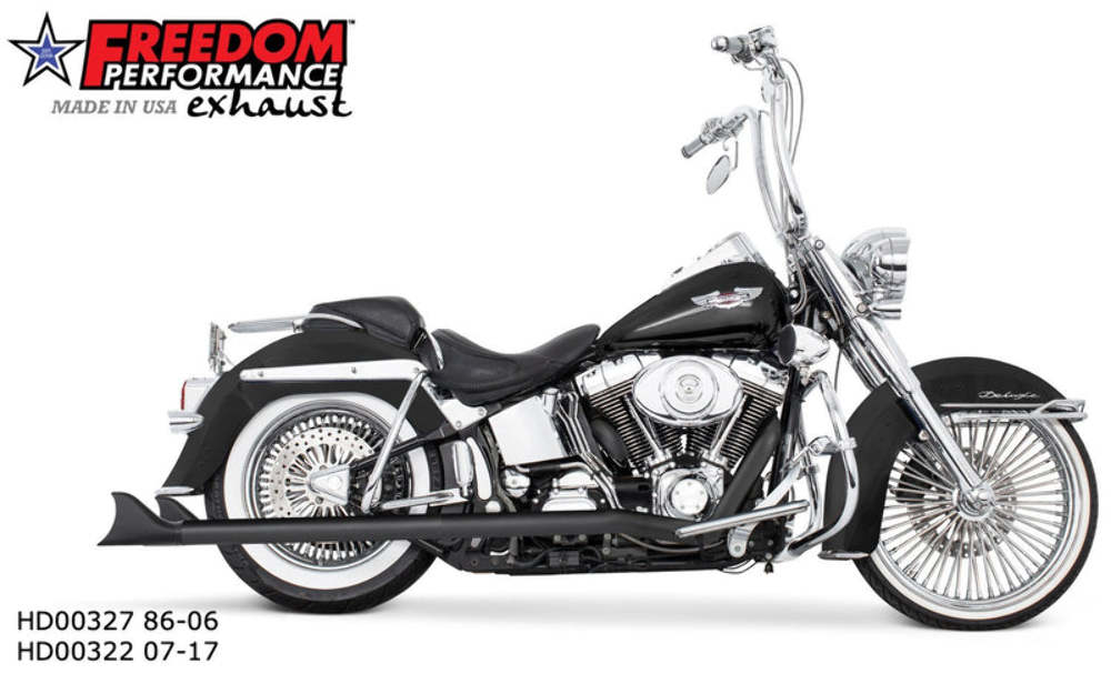 Freedom Performance Freedom Performance Black Exhaust Pipes Sharktail 33" Dual System Harley 97-06