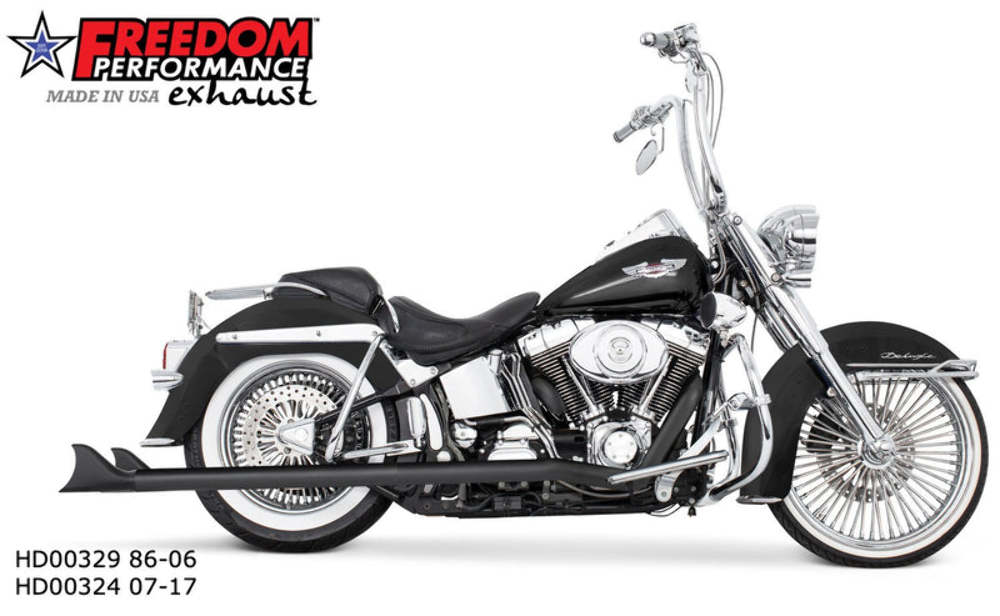 Freedom Performance Freedom Performance Black Exhaust Pipes Sharktail 36" Dual System Harley 97-06