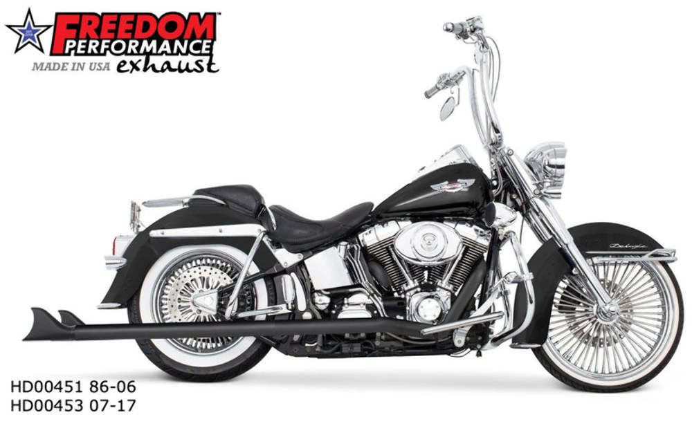 Freedom Performance Freedom Performance Black Exhaust Pipes Sharktail 39" Dual System Harley 07-17