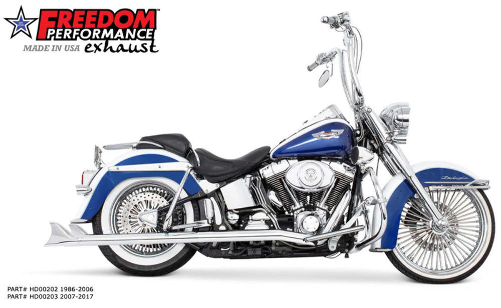 Freedom Performance Freedom Performance Chrome Exhaust Pipes Sharktail 33" Dual System Harley 97-06