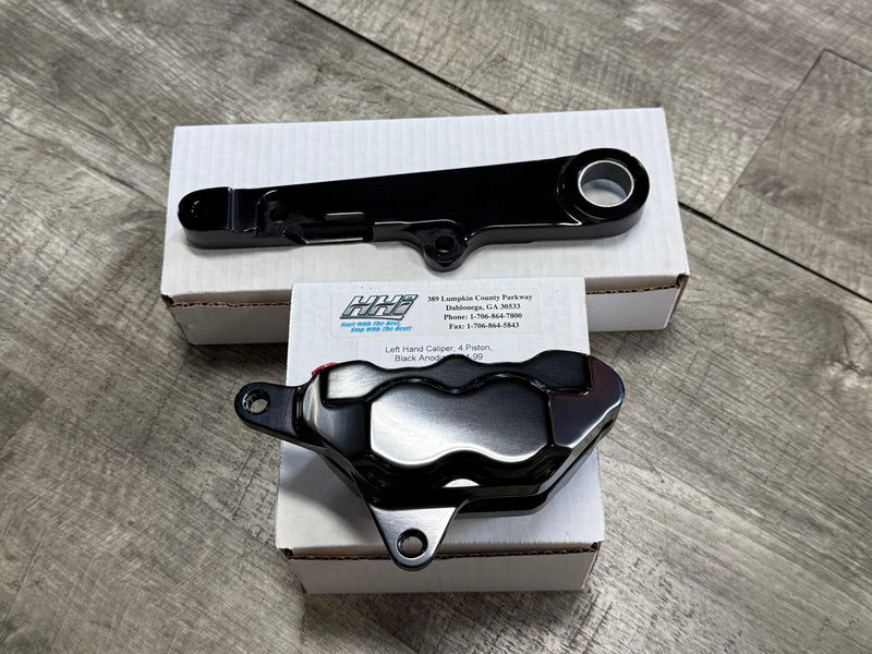 Hawg Halters Hawg Halters 4-Piston Brake Caliper Single Disc Springer Chopper 11.5" Front End Right Black  FKSRAB100