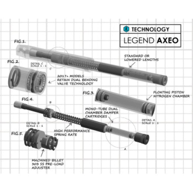 Legend Suspension Legend AXEO High-Performance Front Suspension Fork Tube Kit Harley 10-17 Dyna
