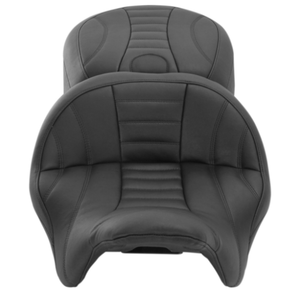 Mustang Mustang Black One-Piece Vintage 2-Up Touring Seat Harley Freewheeler FLRT 15-20