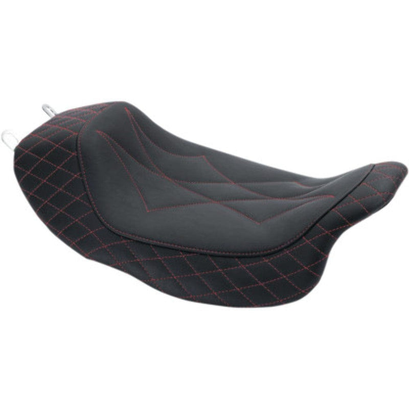 Mustang Seats Mustang Black Revere Journey Solo Seat Red Diamond Stitch Harley 08-21 Touring