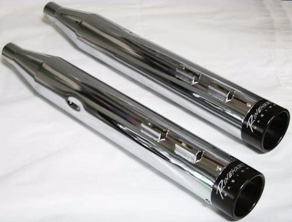 Rinehart Racing Slip-On Mufflers Rinehart Chrome 4" Slip-On  Black Tip Mufflers Exhaust 1995-2016 Harley Touring