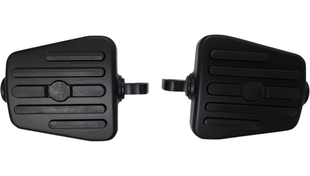 Rivco Products Rivco Mini Floorboards Matte Black Pair Set Rubber Inlays 4 x 4" Male Harley