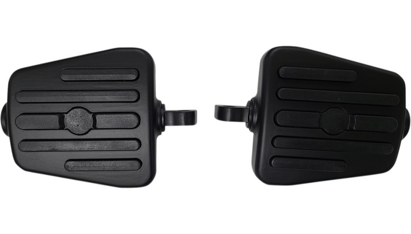 Rivco Products Rivco Mini Floorboards Matte Black Pair Set Rubber Inlays 4 x 4" Male Harley