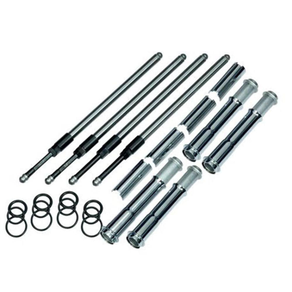 S&S Cycle Pushrods Chrome S&S Quickee Adjustable Pushrods Covers Kit Harley 17+ Touring Softail M8