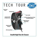 S&S Cycle Stealth Air Cleaner Kit Black Teardrop Cover - 2017+ Harley Touring Softail M8