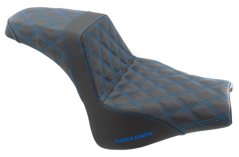 Saddlemen Blue Step 2 Up Lattice Diamond Stitch Seat Harley