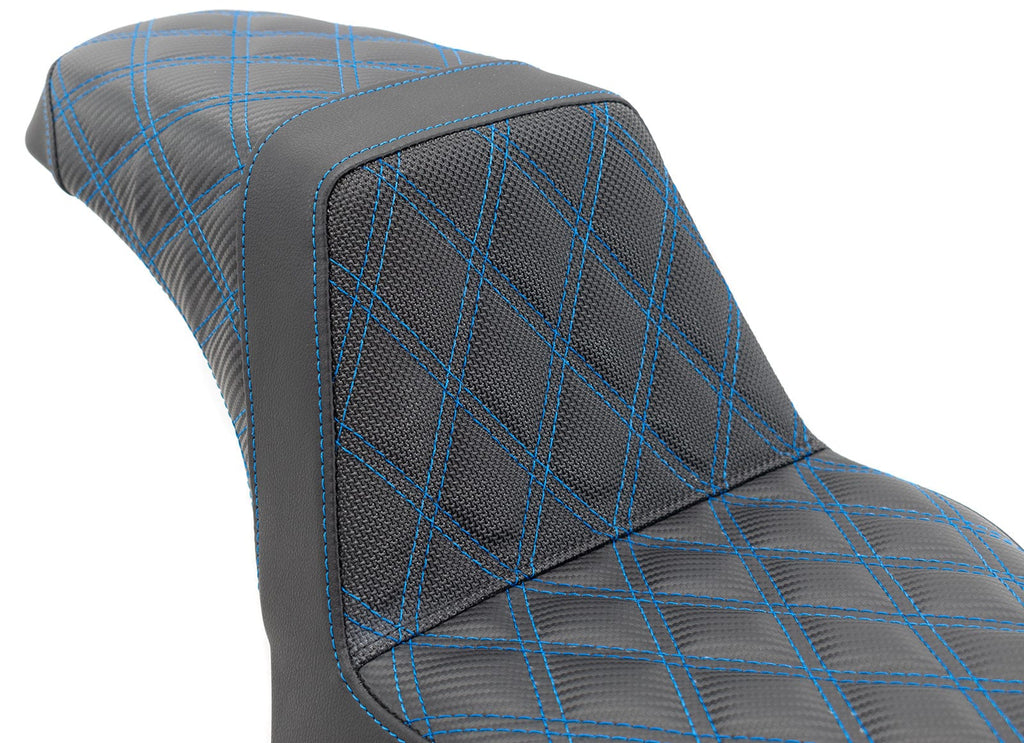 Saddlemen Blue Step 2 Up Lattice Diamond Stitch Seat Harley