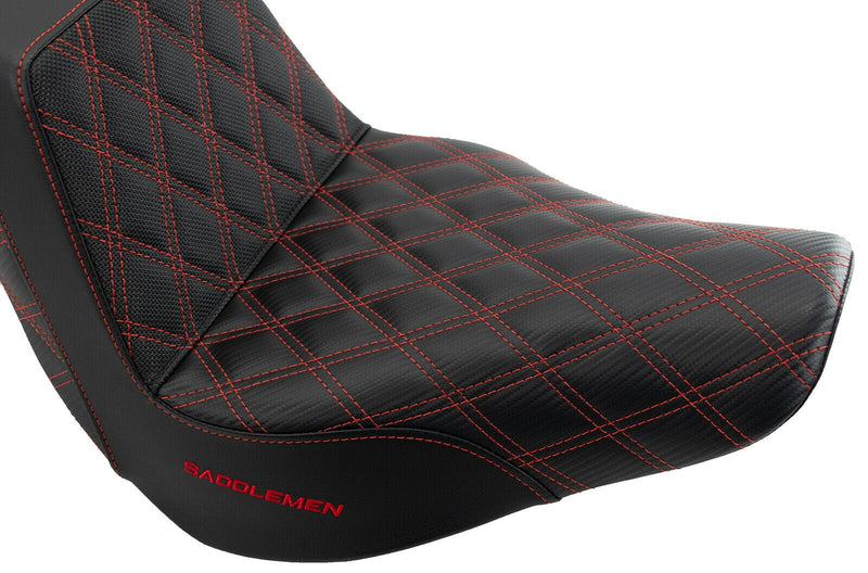 Saddlemen Seats Saddlemen Red Step 2 Up Lattice Stitch Grip Seat Harley Softail Low Rider 18+