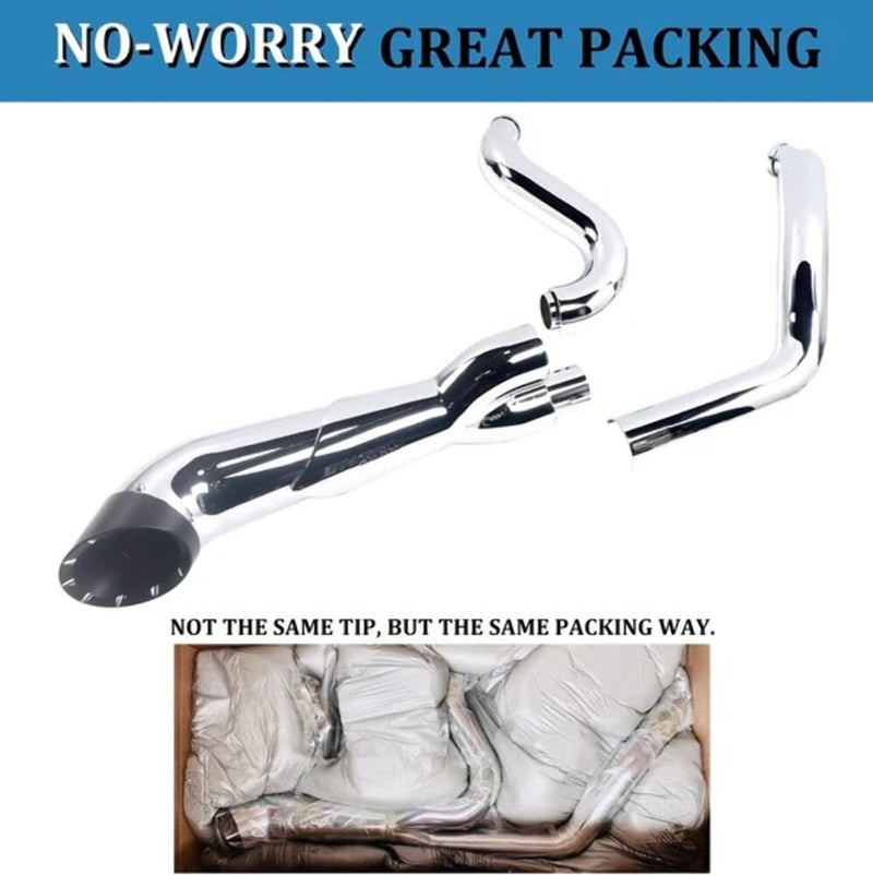 ハーレーバイク用クロームライト 約10cm x 6cm SHARKROAD Chrome 2-1 Turnout Exhaust Pipes Harley Touring Bagger
