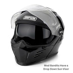 Simpson Racing Products Modular Helmets Simpson Mod Bandit Flat Black Motorcycle DOT Full-face Helmet - Various Sizes