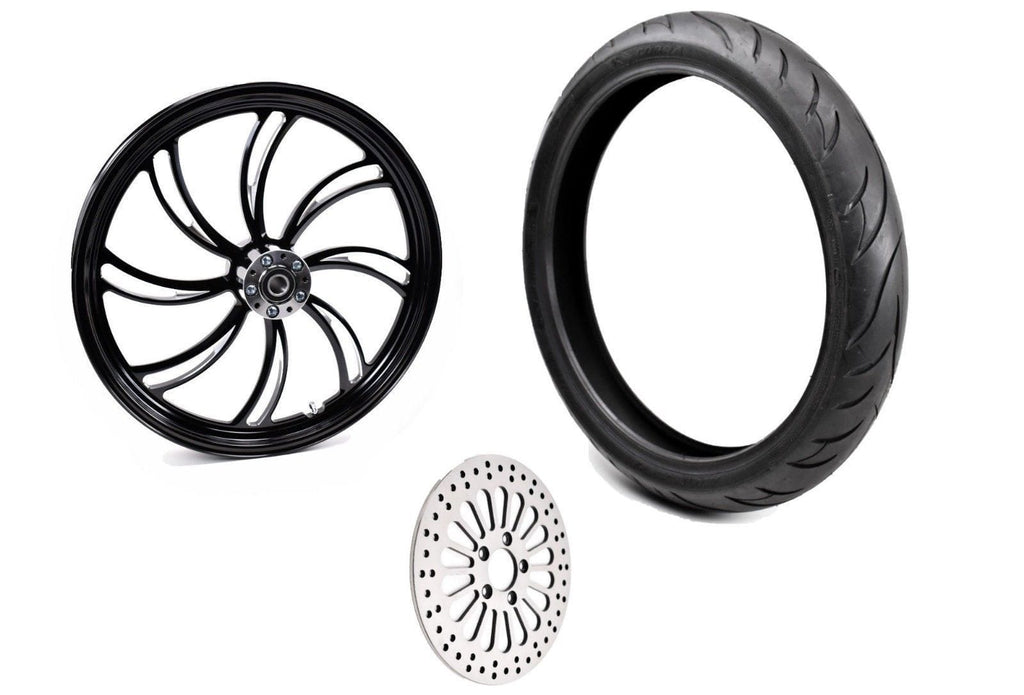 Ultima Other Tire & Wheel Parts Vortex Black Billet Aluminum 21" x 2.15" Front Wheel BW Tire Package Harley SD