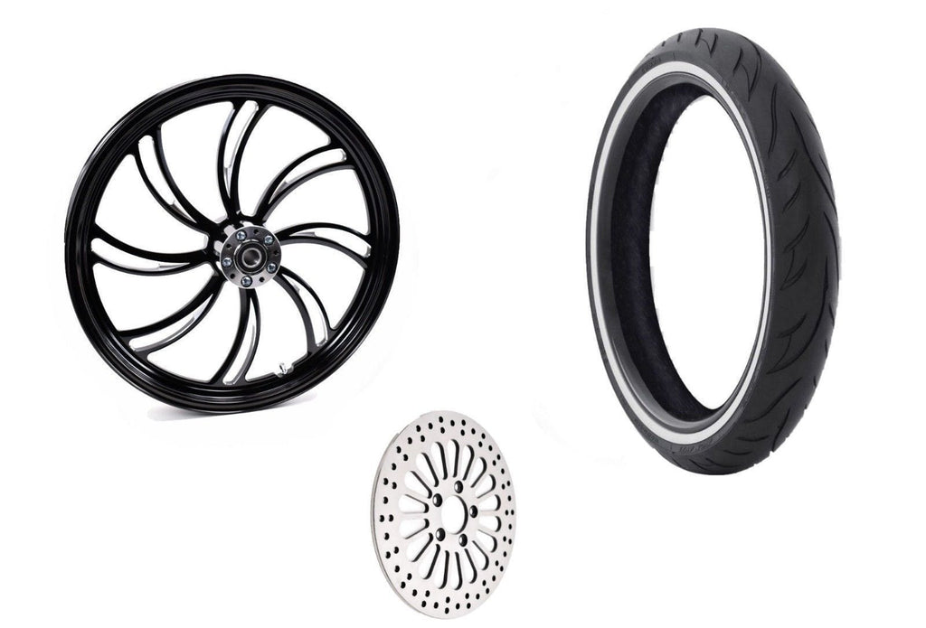 Ultima Other Tire & Wheel Parts Vortex Black Billet Aluminum 21" x 2.15" Front Wheel WWW Tire Package Harley SD