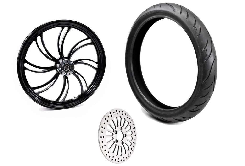 Ultima Other Tire & Wheel Parts Vortex Black Billet Aluminum Front Wheel BW Tire Package 21 2.15 Harley SD 08+