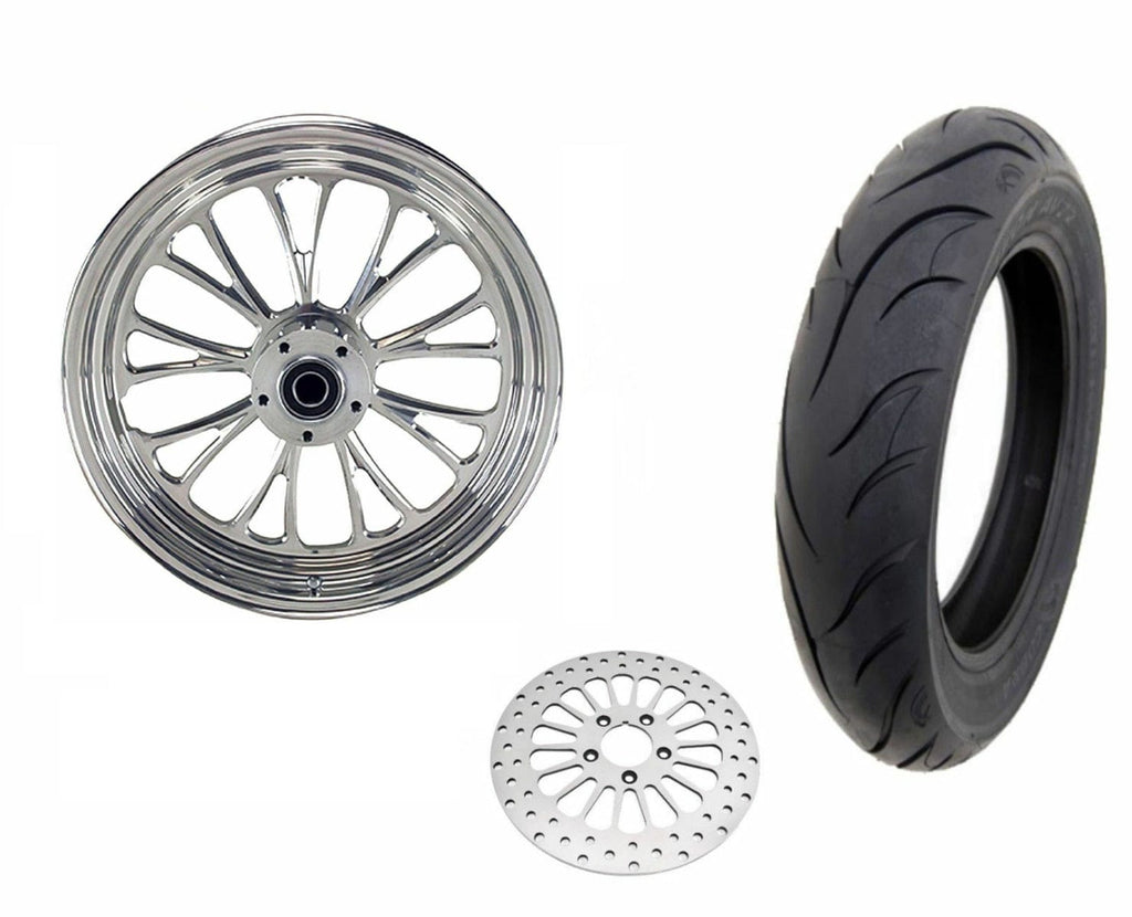 Ultima Ultima 16 3.5 Polished Manhattan Front Wheel Tire Package Harley BW Softail 08+