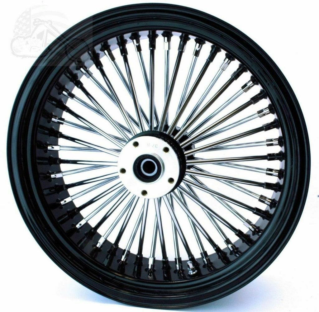 Ultima Wheels & Rims 17 x 6 Chrome 48 Fat King Black Spoke Wide Rear Wheel Rim Harley Custom Chopper