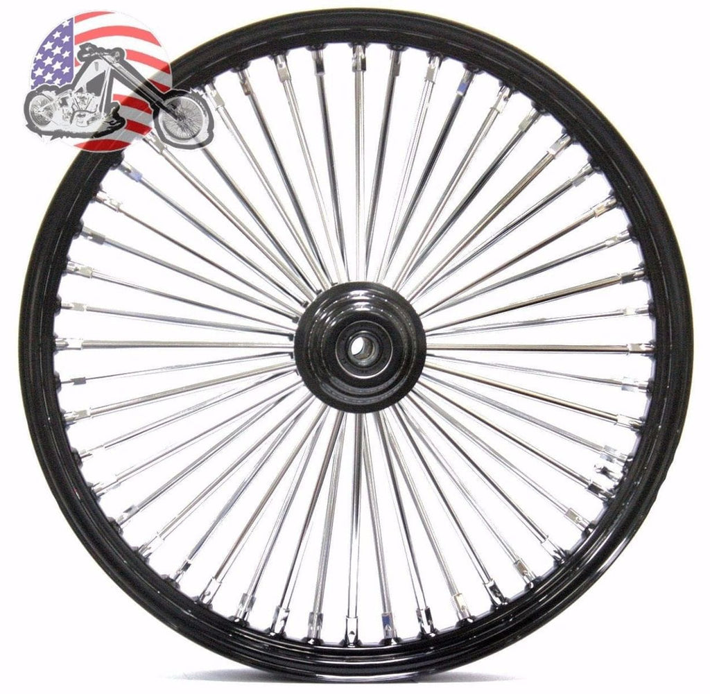 Ultima Wheels & Rims 21 x 3.5" 48 Fat King Spoke Front Wheel Black Rim Single Disc Touring Softail