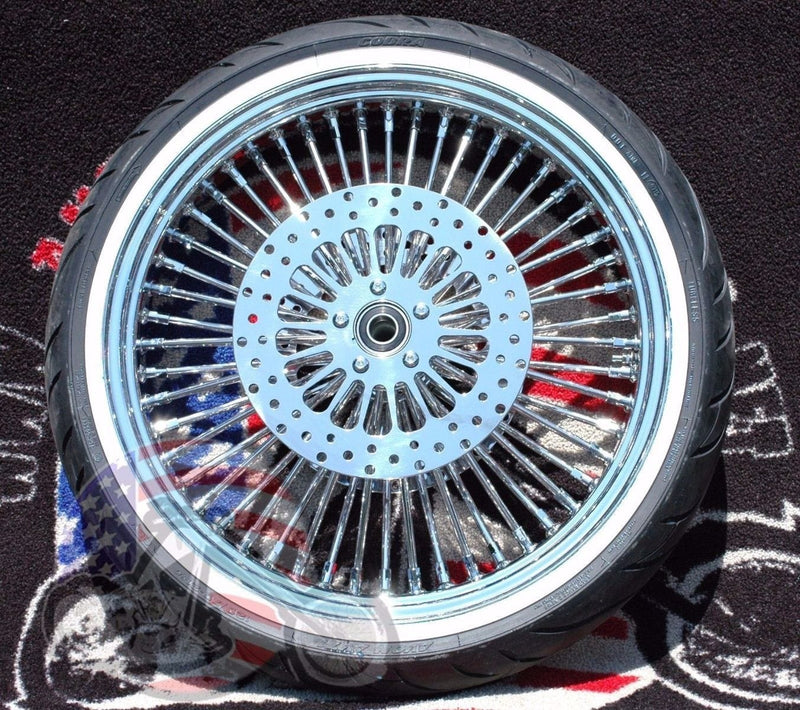 Ultima Wheels & Rims Chrome 21 3.5 48 Fat King Spoke Front Rim Wheel WW Tire Package Harley Touring 08+