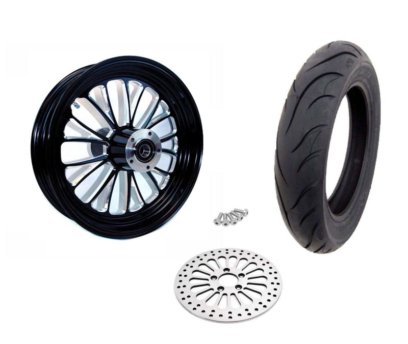 Ultima Wheels & Rims Ultima Black 18" x 3.5" Rear Manhattan Billet Wheel Tire Harley Touring Softail