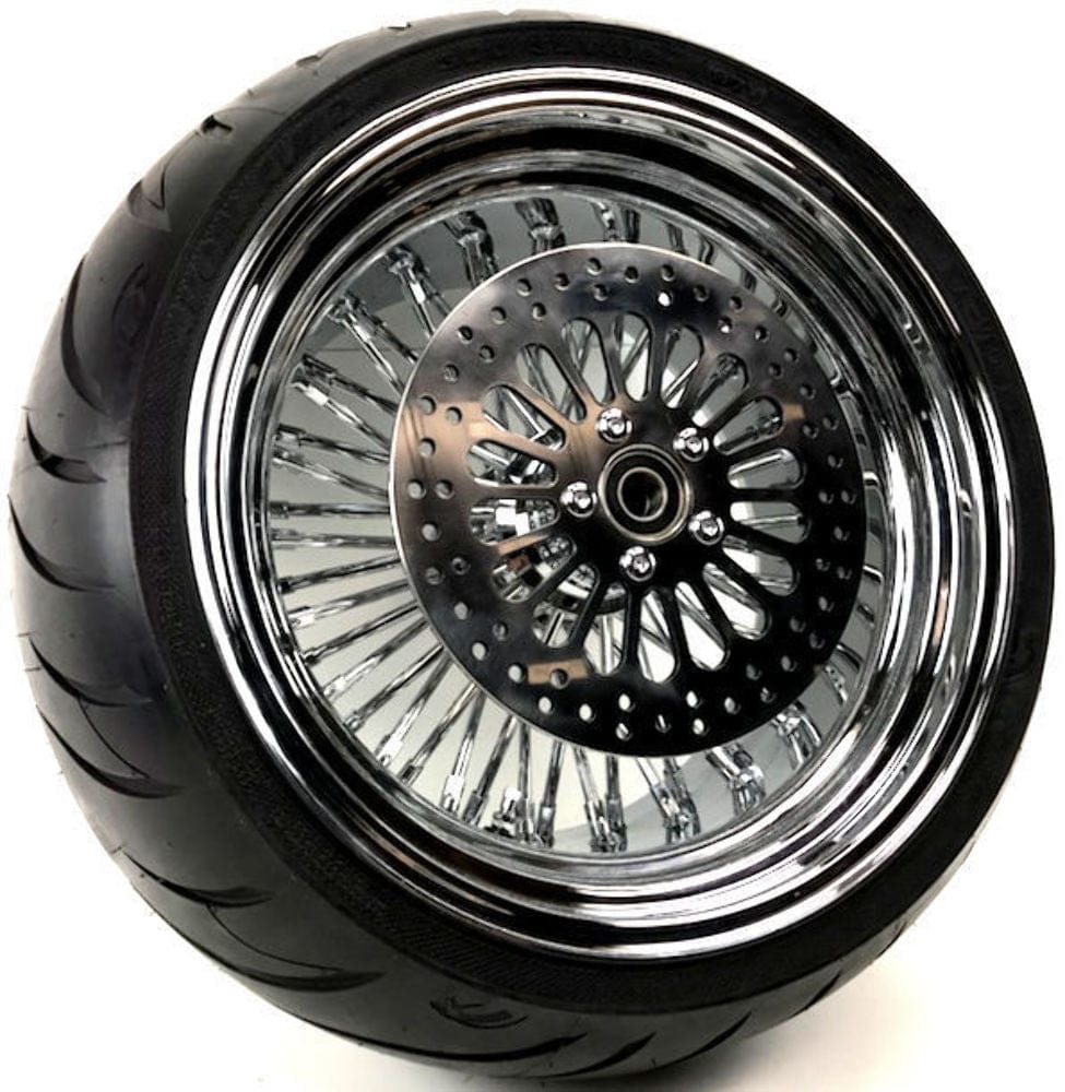 Ultima Wheels & Tire Packages 18 10.5 Chrome Fat King Spoke Rear Wheel Rim Harley 240 BW Tire Rotor Package