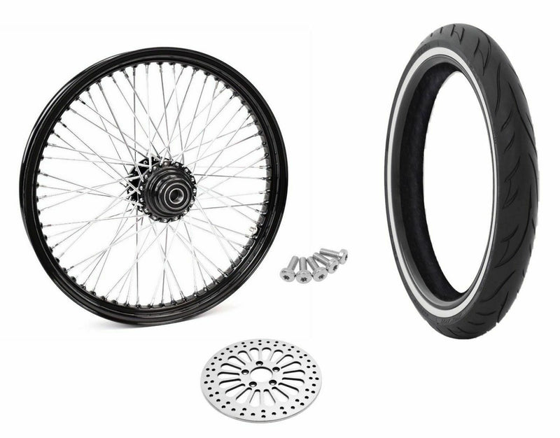 Ultima Wheels & Tire Packages 21 2.15 60 Spoke Front Wheel Black Tire Package 08-18 Harley Softail Dyna SDWW